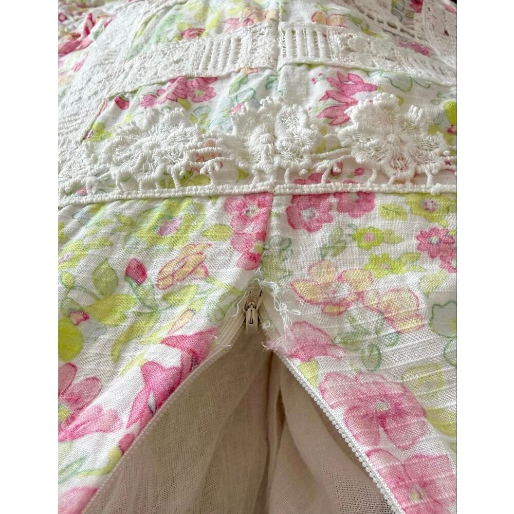 LoveShackFancy Faustine Floral Midi Dress size 4 Embroidered Pink *FLAWED* - Picture 15 of 16